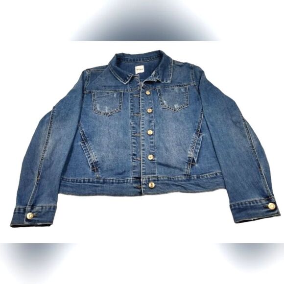 Kensie Denim Jean Jacket w/ Gold Buttons Women's Accessories SZ XLarge - Picture 1 of 16